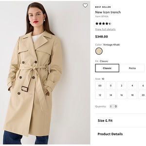 J.Crew Icon Trench size 10 - like new